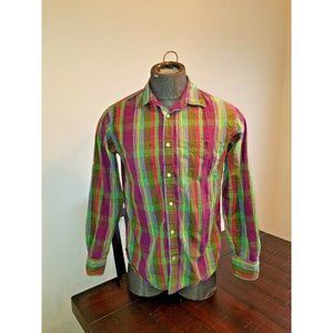 Vtg Colors Alexander Julian Shirt Mens Large Purple Plaid Button Long Sleeve